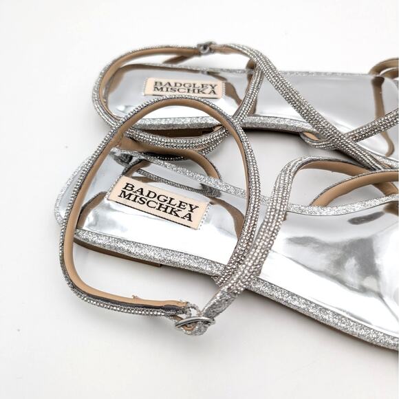 Badgley Mischka Collection | Shoes | Badgley Mischka  Badgley Mischka Collection Ivie Ankle Strap Sandals Womens Silver Sz US9.5M EU40